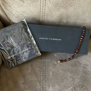 David Yurman Red Tiger’s Eye Bead and Sterling Silver Men’s Bracelet.